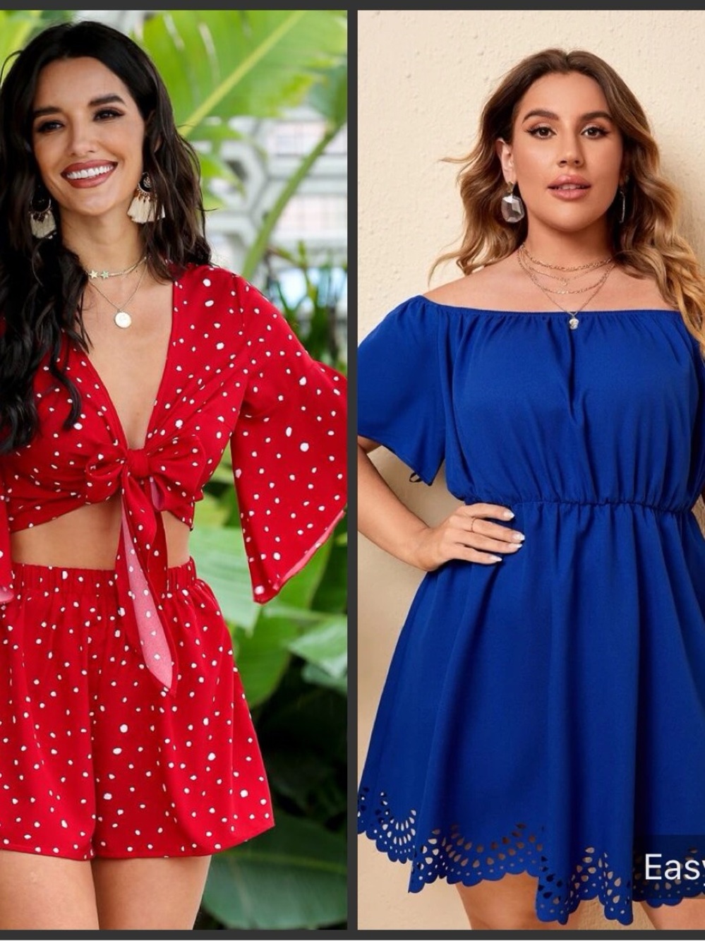 SHEIN Women's Red Polka Dot Crop Top/ Shorts Set/ Blue dress!